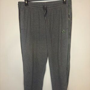 Adidas Men Gray Tapered Jogger/Sweatpants with Camo Green Stripes Size XL
